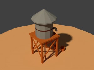 low poly farm well Modello 3D