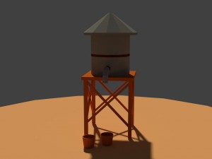 low poly farm well Modello 3D