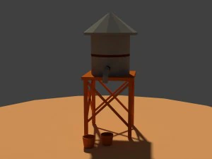 low poly farm well 3D Model