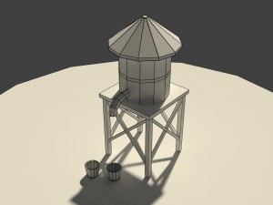 low poly farm well Modello 3D