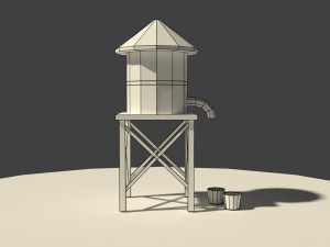 low poly farm well Modello 3D