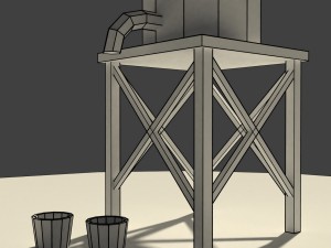 low poly farm well Modello 3D