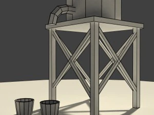 low poly farm well 3D Model