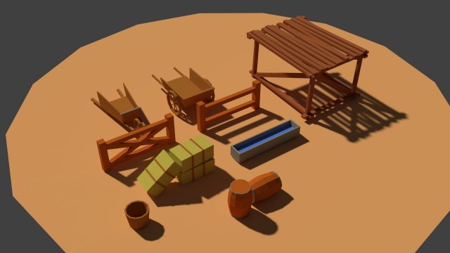 low poly farm miscellaneous 3D Model .c4d .max .obj .3ds .fbx .stl .blend 