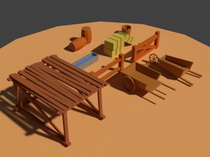 low poly farm miscellaneous 3D Model