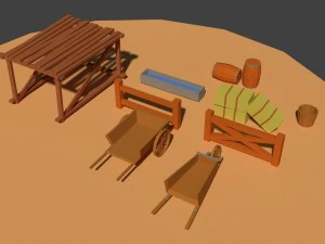 low poly farm miscellaneous 3D Model