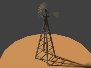 low poly wind mill Model 3D