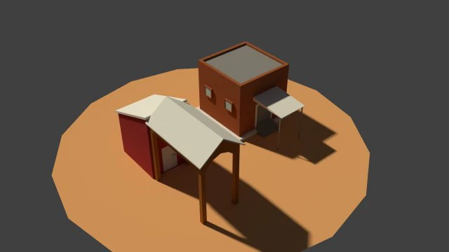 low poly farm sheds 3D Model .c4d .max .obj .3ds .fbx .stl .blend 