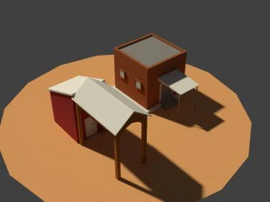 low poly farm sheds 3D Model