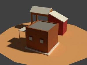 low poly farm sheds 3D Model