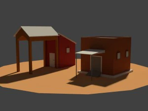 low poly farm sheds 3D Model