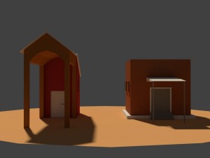 low poly farm sheds Model 3D
