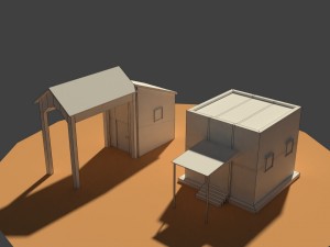 low poly farm sheds Model 3D