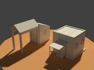 low poly farm sheds 3D Model