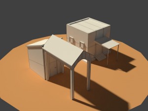 low poly farm sheds Model 3D