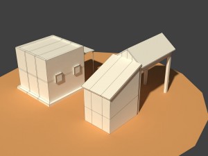 low poly farm sheds Model 3D