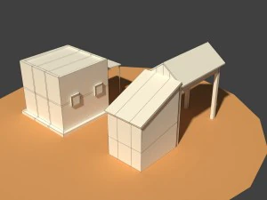 low poly farm sheds 3D Model