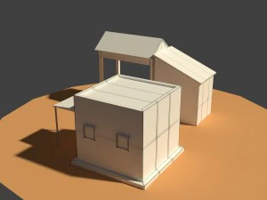 low poly farm sheds 3D Model