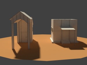 low poly farm sheds Model 3D