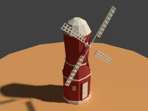 low poly farm wind mill 2 3D Model