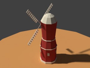 low poly farm wind mill 2 Modelo 3D