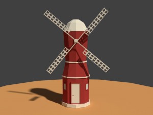 low poly farm wind mill 2 Modelo 3D