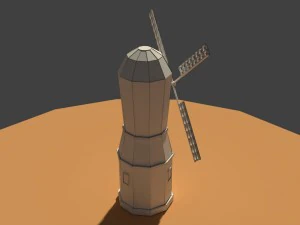 low poly farm wind mill 2 3D Model