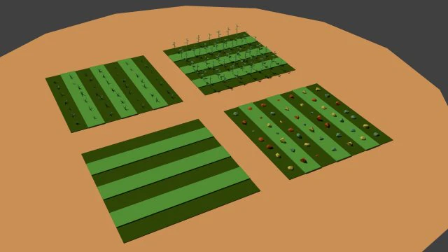 low poly farm fields 3D Model .c4d .max .obj .3ds .fbx .stl .blend 