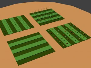 campos agr&iacute;colas de baixo poli Modelo 3D