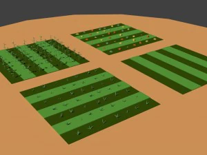 low poly farm fields 3D Model