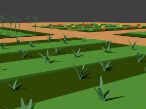 low poly farm fields 3D Model