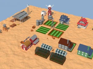 low poly farm complex 3D Model