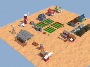 low poly farm complex Model 3D