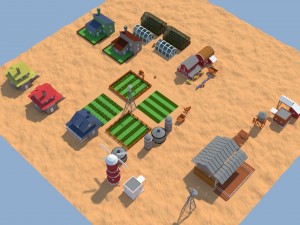 low poly farm complex Model 3D