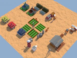 low poly farm complex 3D Model