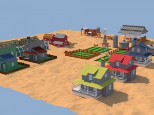 low poly farm complex Model 3D