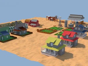 low poly farm complex 3D Model