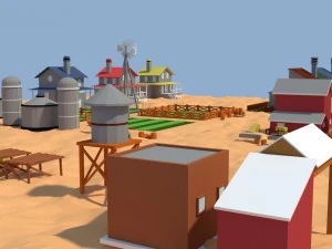 low poly farm complex 3D Model