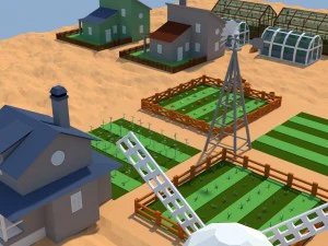low poly farm complex 3D Model