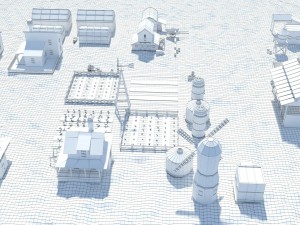 low poly farm complex Model 3D