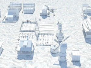 low poly farm complex 3D Model