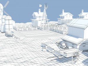 low poly farm complex Model 3D