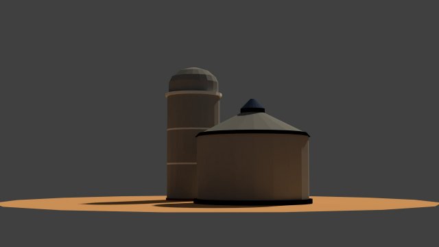 low poly farm silos 3D मॉडल .c4d .max .obj .3ds .fbx .stl .blend 