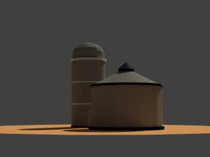 silos agricoli a basso numero di poli Modello 3D