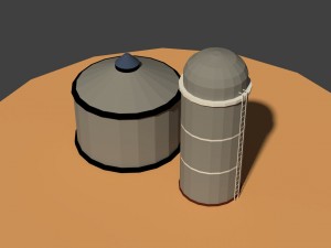 low poly farm silos 3D मॉडल