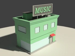 low poly music store 3D Model