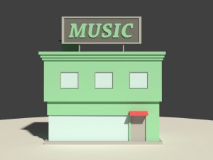 low poly music store 3D मॉडल