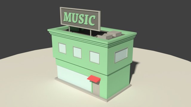 low poly music store 3D मॉडल .c4d .max .obj .3ds .fbx .stl .blend 