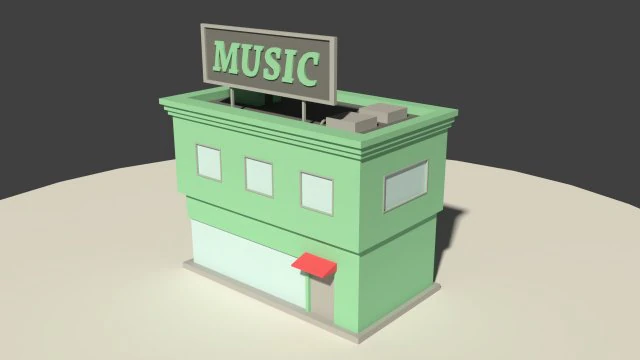 low poly music store 3D Model .c4d .max .obj .3ds .fbx .stl .blend