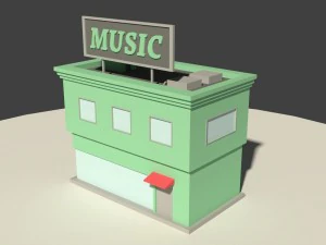 loja de m&uacute;sica low poly Modelo 3D